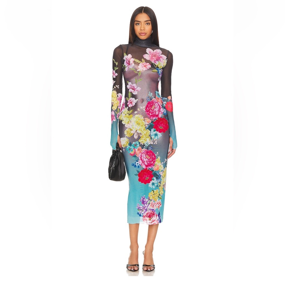 AFRM shailene dress in aqua rose nude